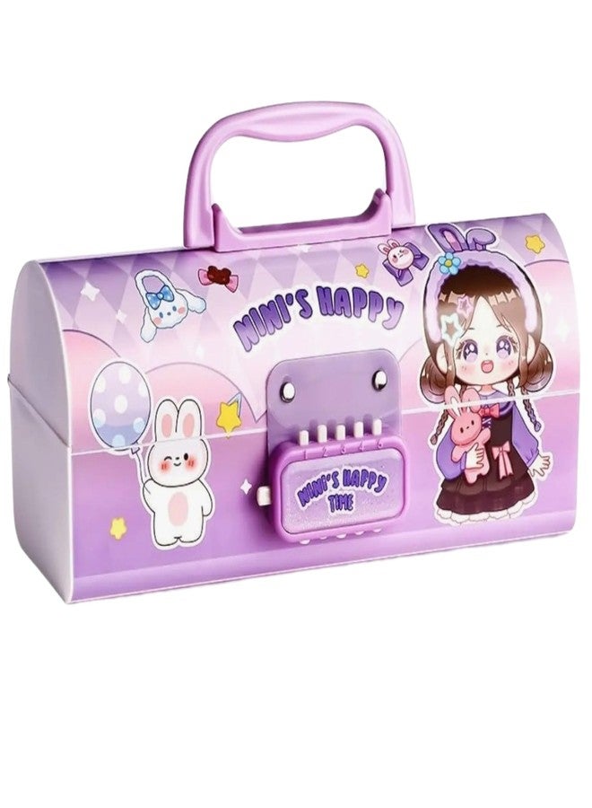 ZAFCO Creative Password Pencil Box- Suitcase Style with Code Lock Large Capacity Multi-Function Storage Bag Multi-Layer Pencil Box for Girls and School Kids (Suitcase-Purple) - Image 1